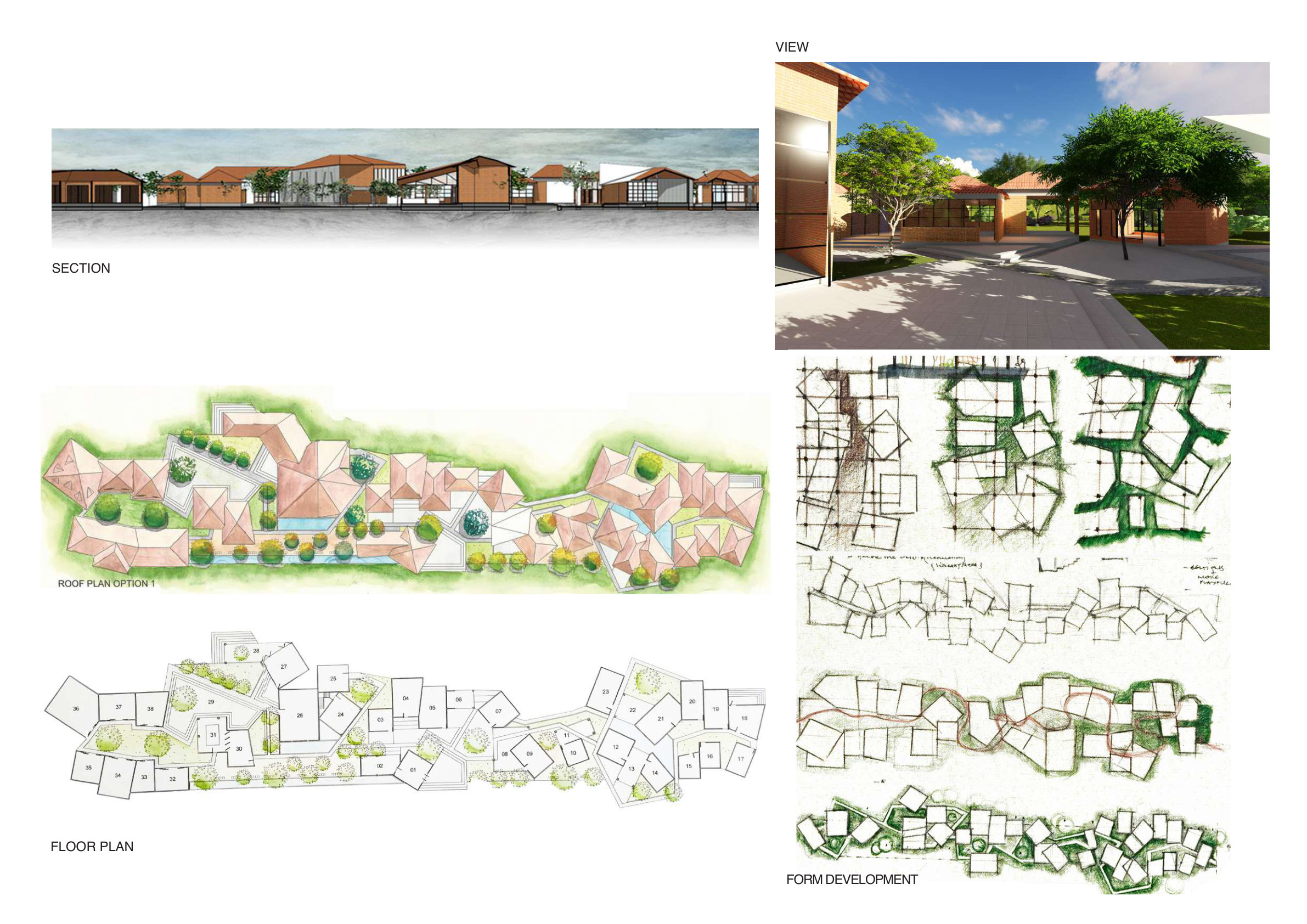 Ashoka Wellness Hub views, floor plan, form development and section